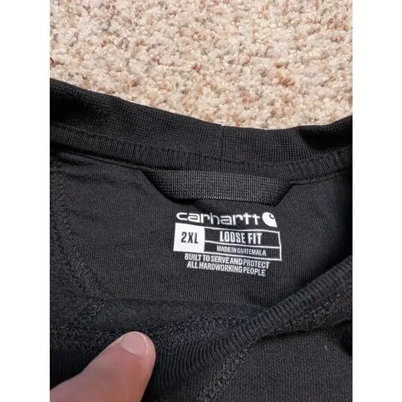 CARHARTT Men's Black Sweatshirt, Size 2X, SOFT; Loose Fit; Crewneck; Midweight - Picture 3 of 11